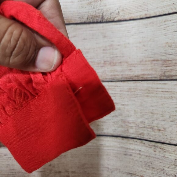 Nicole Miller Womens Artelier Long Sleeve Blouse Embroidered Eyelet Red Large - Picture 12 of 12